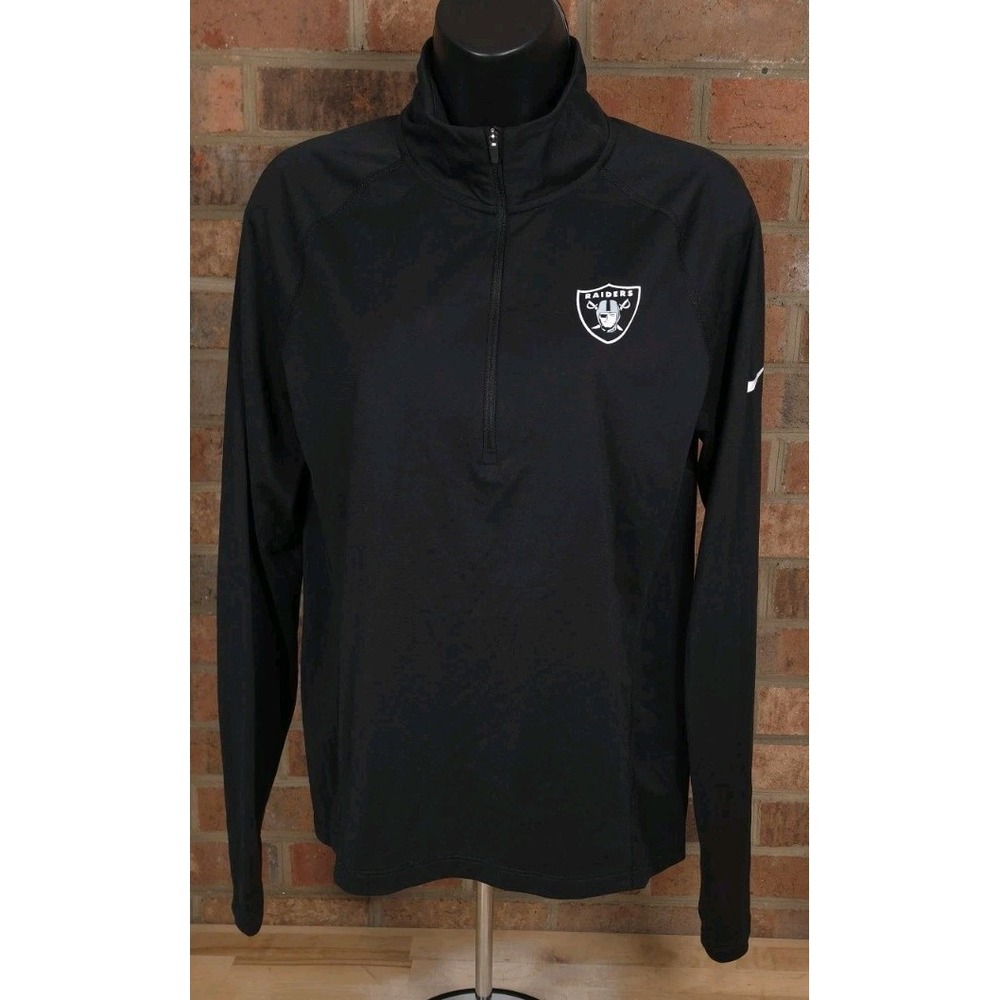 Nike Las Vegas Raiders Womens Medium 1/4 Zip Pullover Black NFL Performance